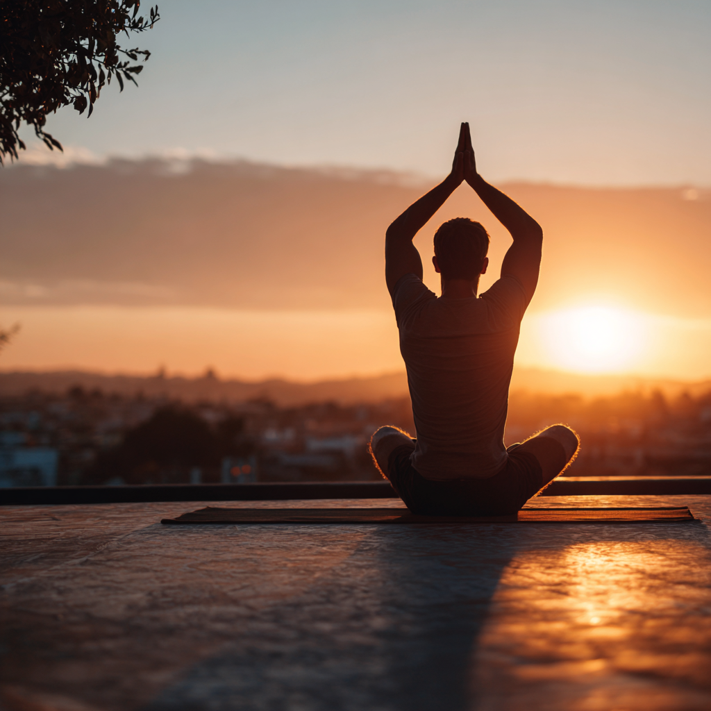 Ambiente tranquillo per la pratica yoga con luce naturale
